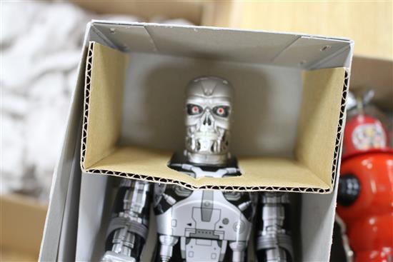 A Horikawa SH (Japan) Wind-Up New Gear Robot and five collectors robots